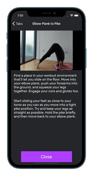 iPhone showing workout preview