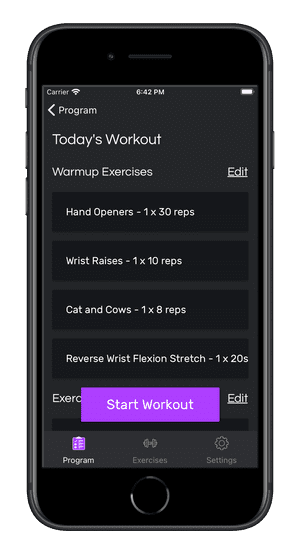 iPhone showing workout preview